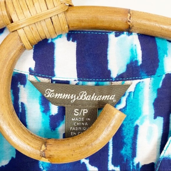 Tommy Bahama | Watercolour Print Button Front Shirt Dress Roll Tab Sleeve Size S - Picture 8 of 9